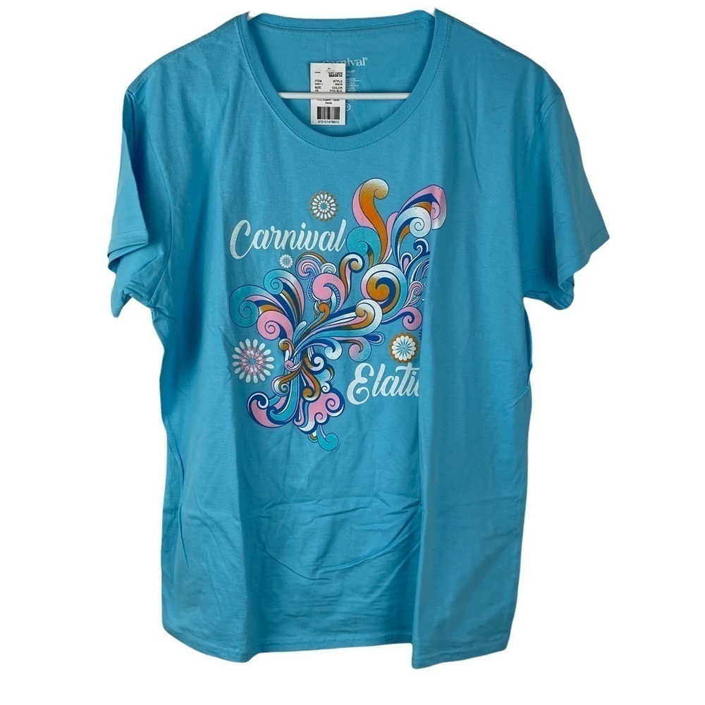 Carnival Cruise Elation Pool Blue Swirls Graphic Ladies Tee Shirt